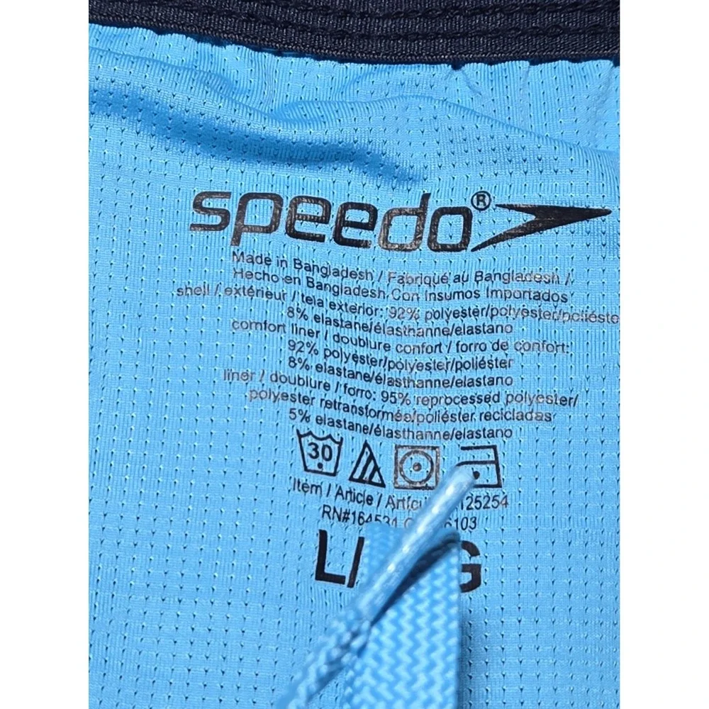 Speedo Swim Trunks Mens L Large Blue Board Shorts Swimwear Mesh Liner Pockets